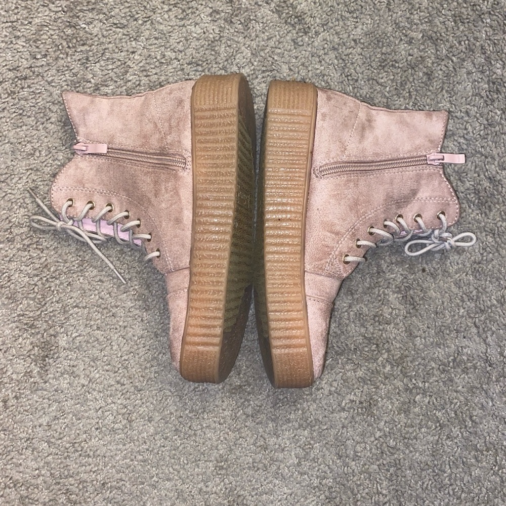 Pink Suede Ankle Boots